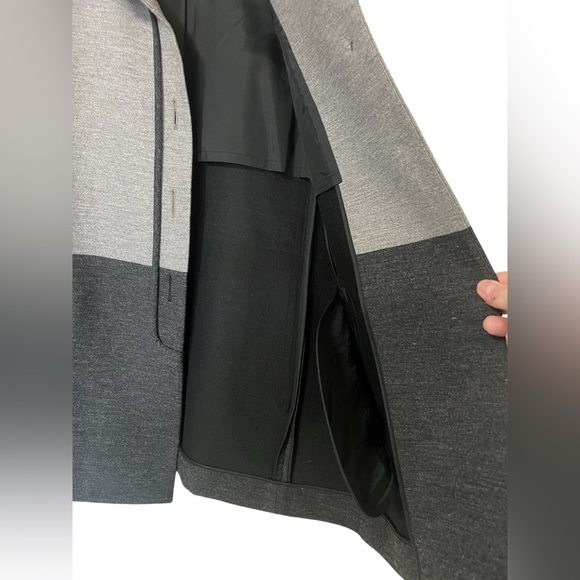 Carlisle Collection wool silk gray colorblock coat oversized silver buttons - Picture 8 of 12